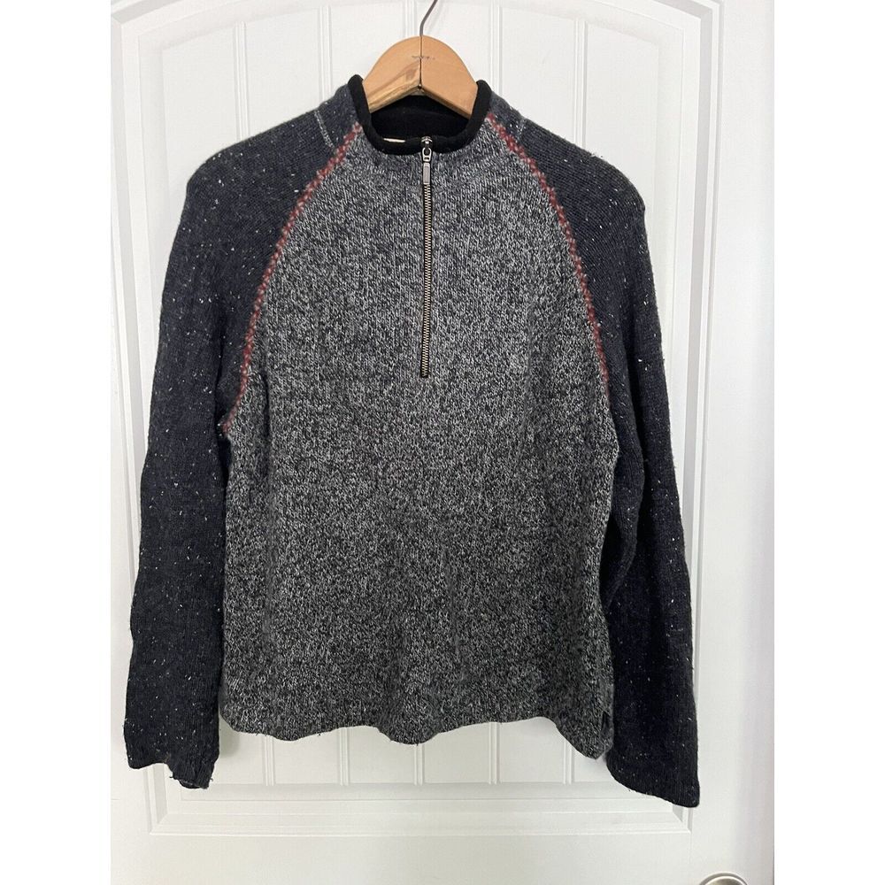 Woolrich Lambs Wool Blend Sweater Womens Medium Blue 1/4 Zip Raglan Sleeve 307
